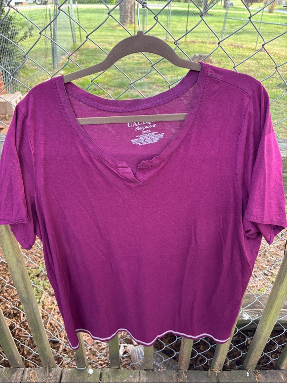 Cacique Sleepwear Plum Purple V-Neck Short Sleeve Tee
